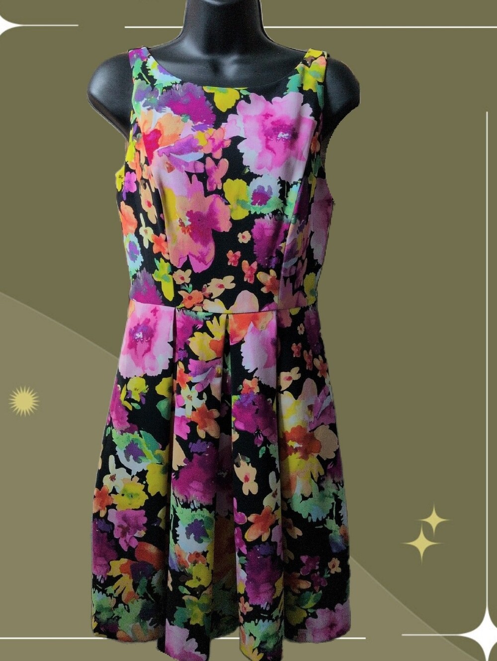 ✨ SALE The Limited Bright Floral Skater V Neck Dress Size 2